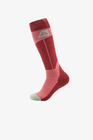 Alpine Růžovo-červené unisex podkolenky z Merino vlny RODE