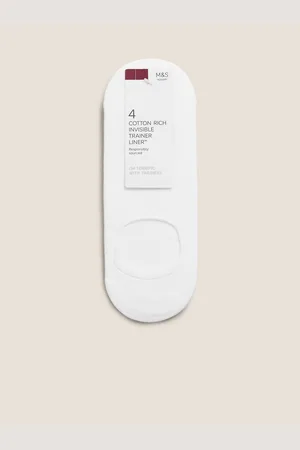 Marks & Spencer Bavlněné nízké ponožky Trainer liner, sada 4 párů