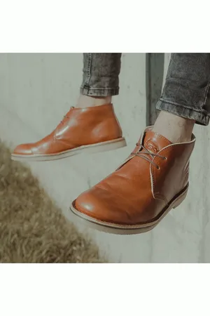 Vasky Pánské kožené kotníkové boty hnědé - jarní / podzimní boty, obuv Desert Cognac