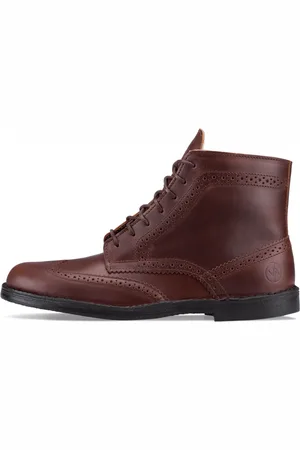 Vasky Pánské kožené kotníkové boty tmavě hnědé - jarní / podzimní boty, obuv Brogue High Dark Brown